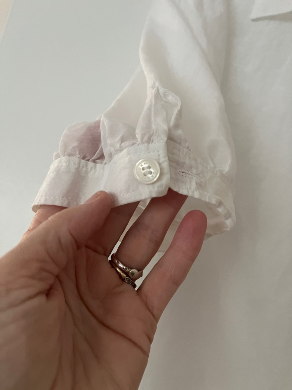DKNY White Puff Sleeve Button-Up Blouse - Picture 2 of 3